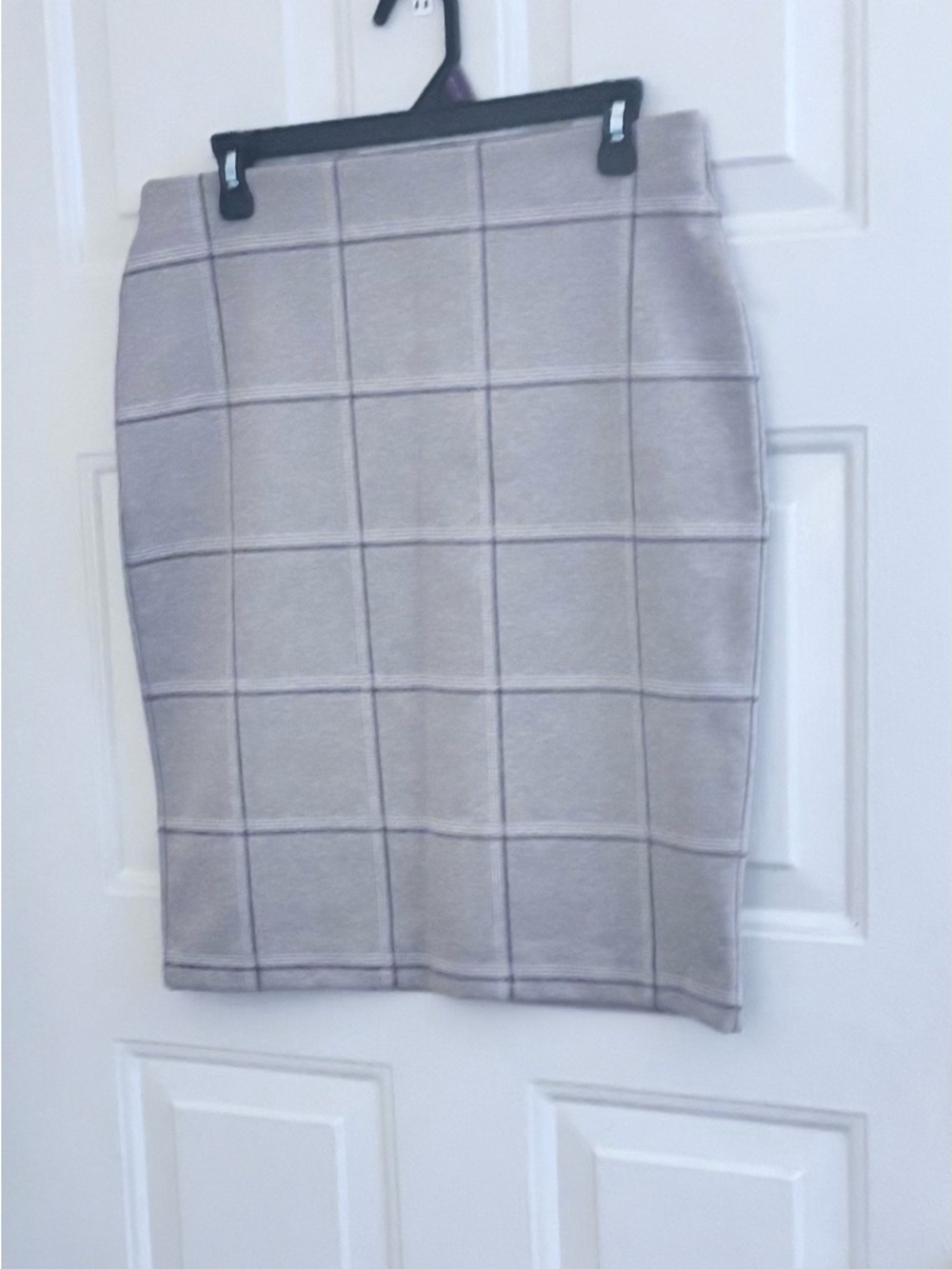 Ann Taylor Factory Tan Windowpane Pencil Skirt - Picture 2 of 6